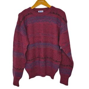 Vintage Meister‎ Nordic Wool Blend Sweater Burgundy/Blue/Green Men's Medium